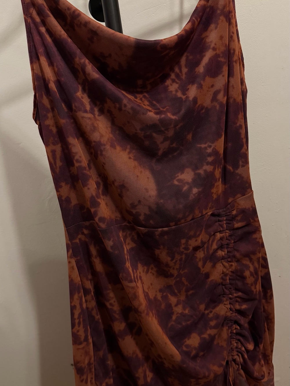 PrettyLittleThing Tie-Dye Dress in Brown and Deep Plum